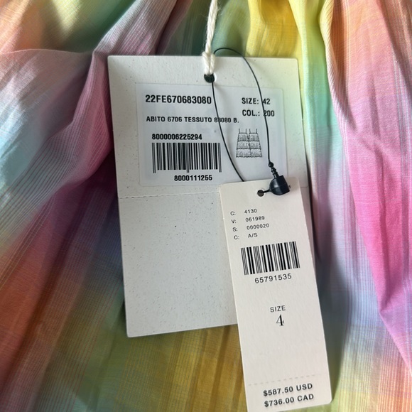NWT Beatrice B Rainbow Fusion Pleated Square Neck Tiered Dress 4 - Picture 6 of 8